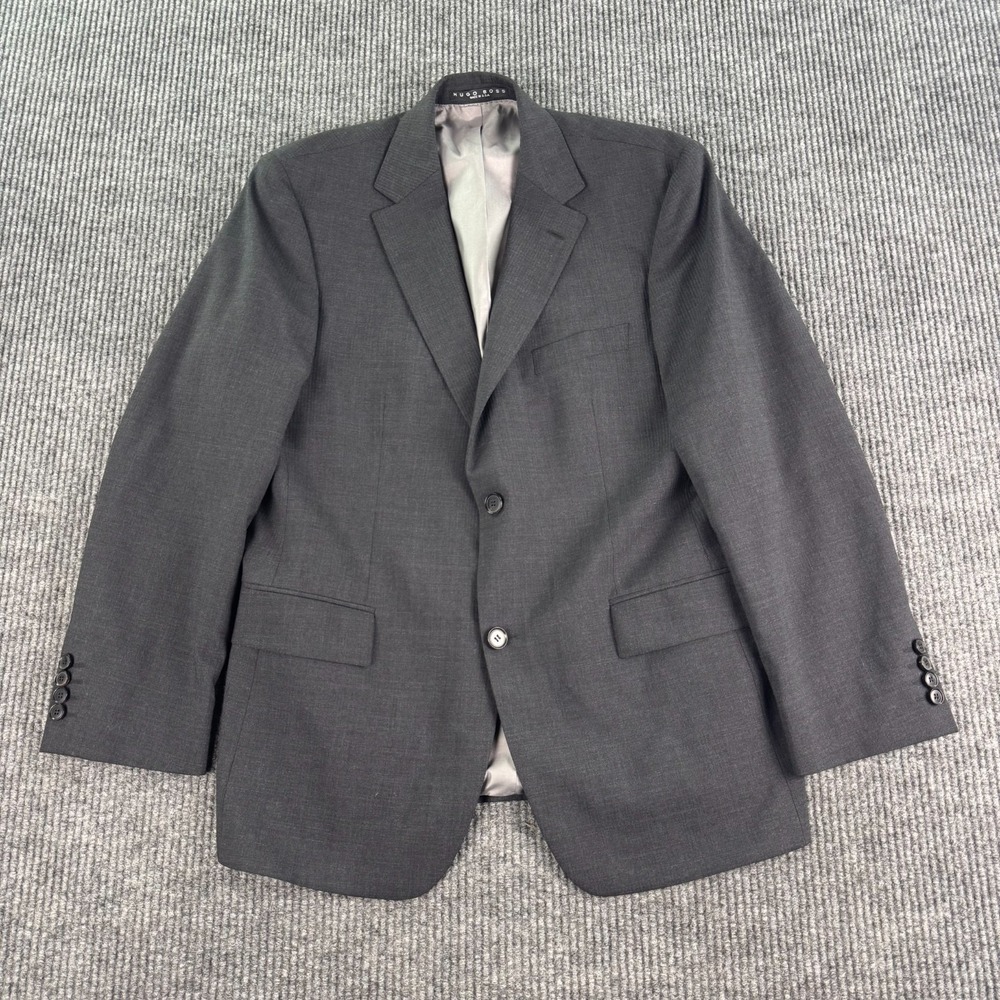 Hugo Boss Pasolini Movie Blazer Men 40S Gray Virgin Wool Union USA Jacket